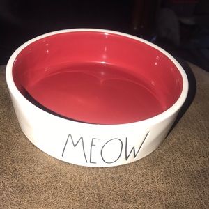 Rae Dunn by Magenta “MEOW” Ceramic Cat Kitten Bowl Red Interior